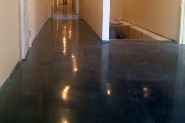 polished concrete floor with a custom stain