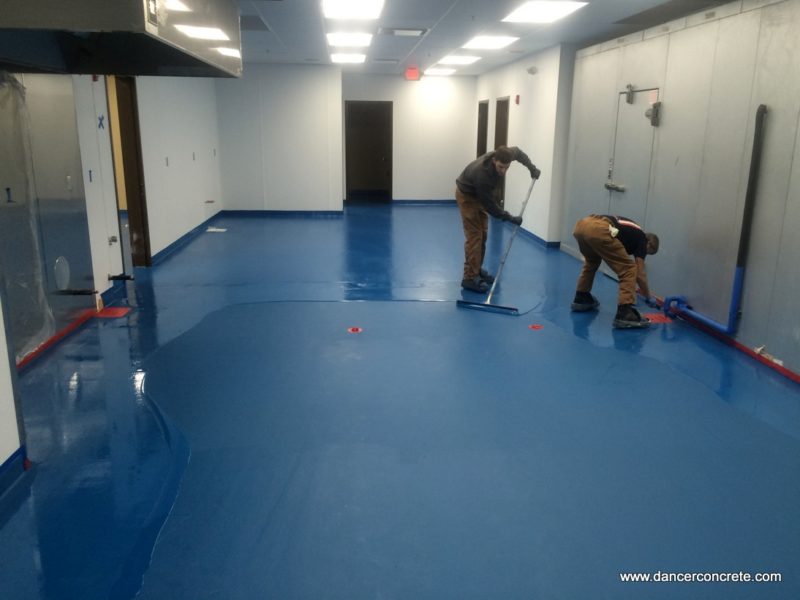 custom stained and polished concrete floor Ancilla College