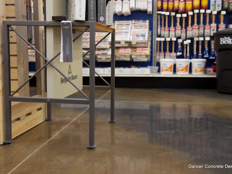 Commercial Polished and dyed Concrete Flooring project at Connolly's Do It Best Hardware