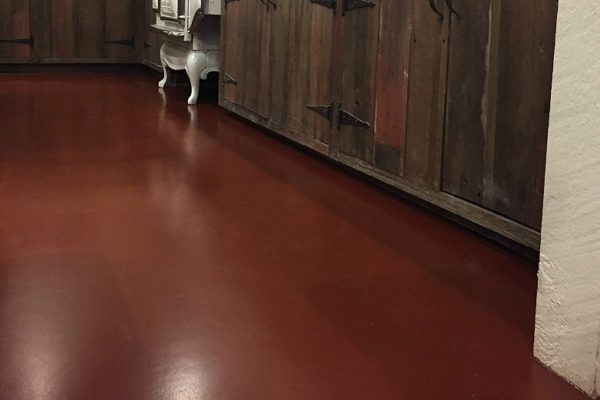 smooth epoxy floor coating in Merlot Joseph Decuis