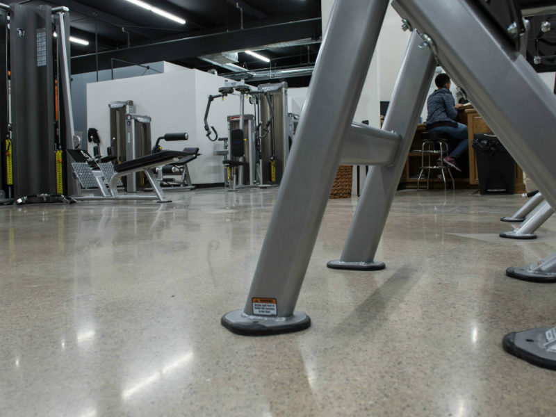Catalyst Fitness polished concrete floor, 400-grit satin finish