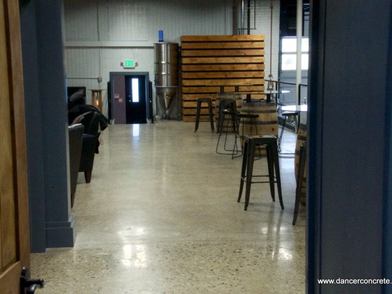polished concrete flooring project for Three Rivers Distilling