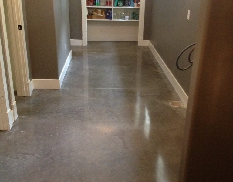 residential polished natural gray concrete flooring project