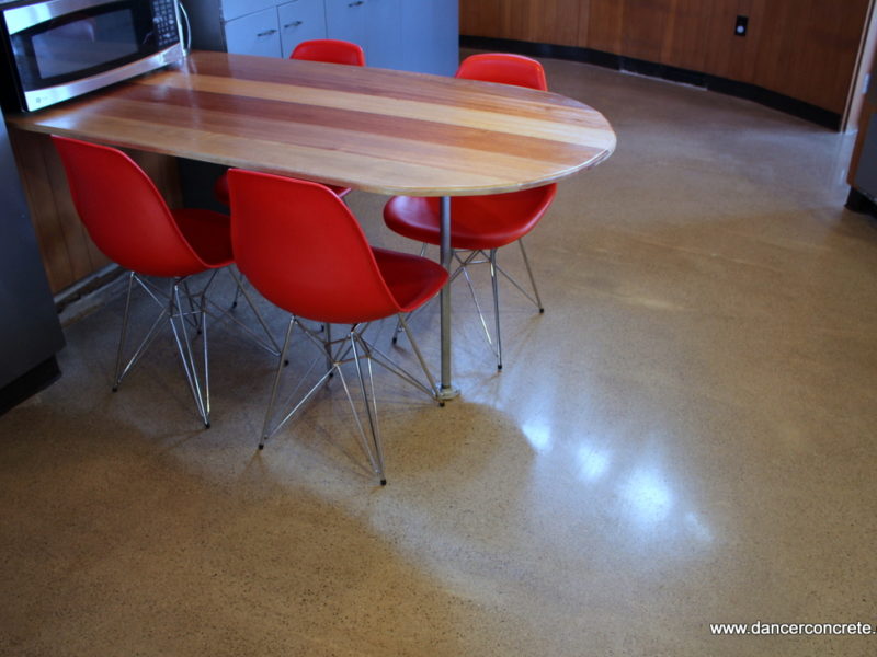 polished concrete floor in the kitchen