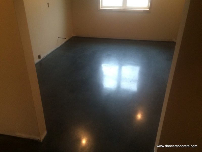 polished concrete flooring with a custom concrete stain
