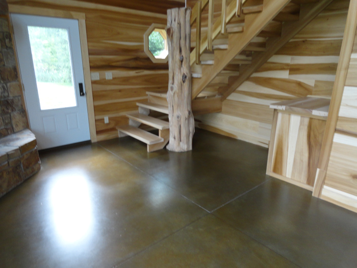 concrete staining and polishing cabin construction