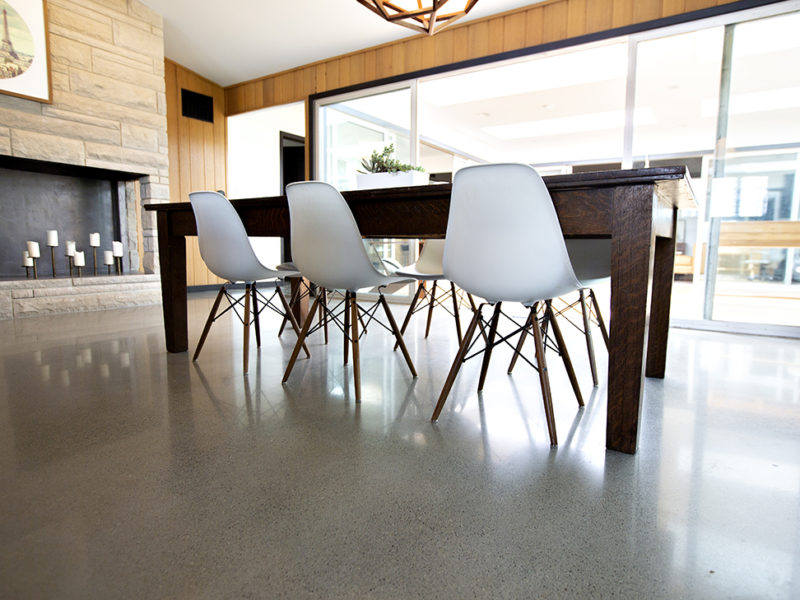 Dining area polished concrete floor