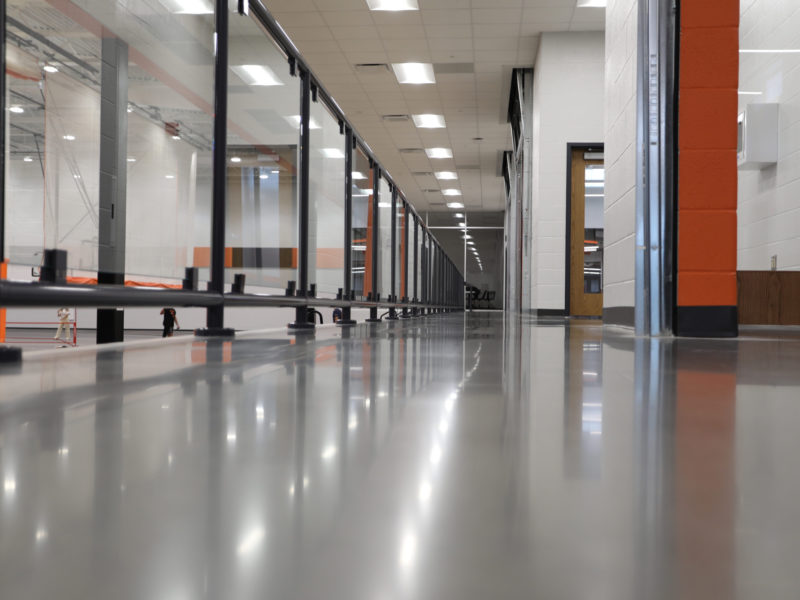 Warsaw High School Modern Polished Concrete hallway floor