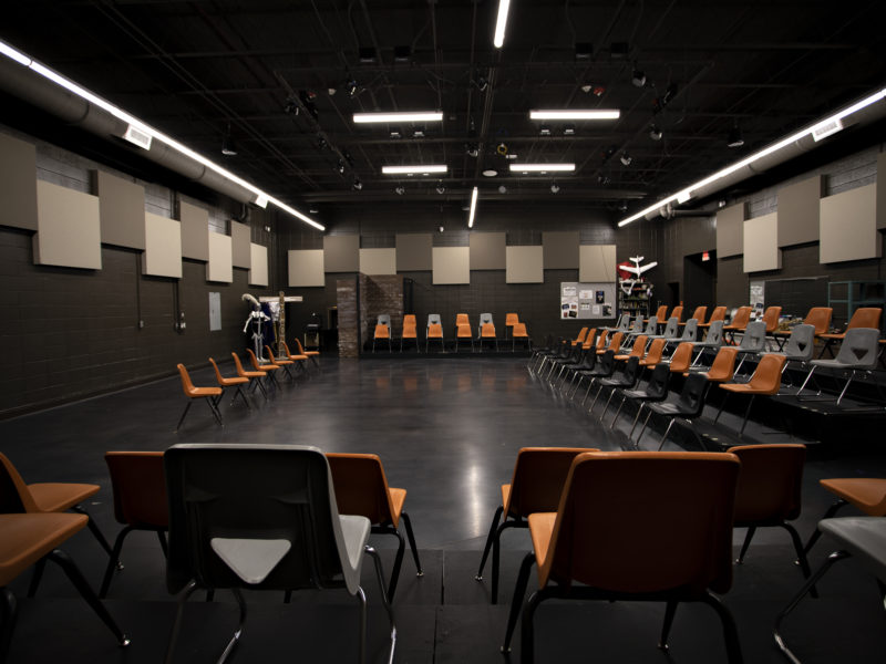 Polished Concrete flooring project in Drama Room at Northrop High School