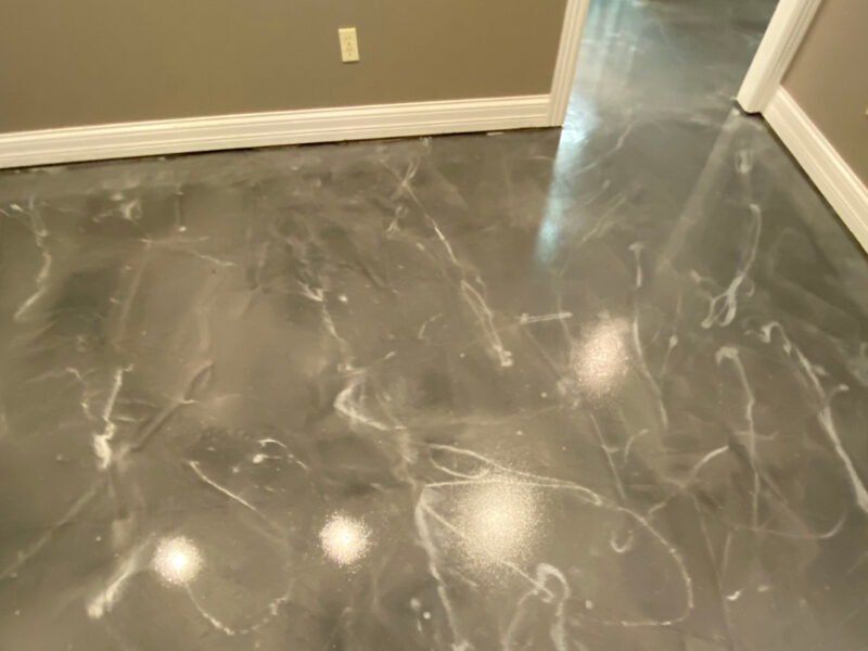 Metallic epoxy floor in Residential Basement