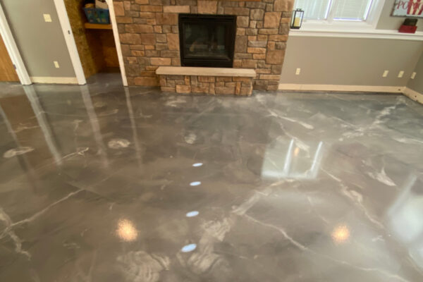Metallic epoxy floor in Residential Basement